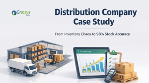 Minimal case study illustration showing business analysis, growth charts, and strategy elements on a clean white background