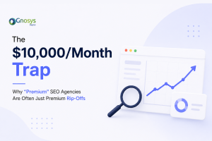 Premium SEO agency vs effective SEO strategy illustrated with analytics dashboard and organic traffic growth.
