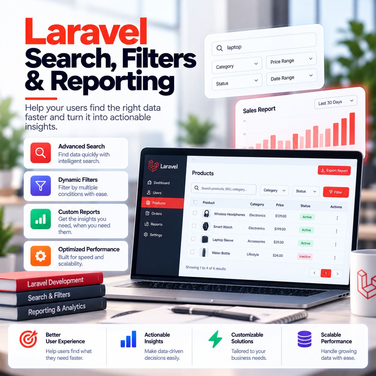 Laravel Search, Filters & Reporting
